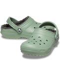 The Crocs Womens Classic Fuzz-Lined Clogs in Moss & Multi