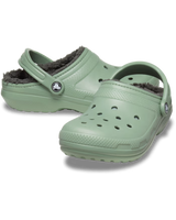The Crocs Womens Classic Fuzz-Lined Clogs in Moss & Multi