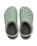 The Crocs Womens Classic Fuzz-Lined Clogs in Moss & Multi
