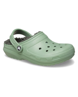 The Crocs Womens Classic Fuzz-Lined Clogs in Moss & Multi