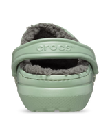 The Crocs Womens Classic Fuzz-Lined Clogs in Moss & Multi
