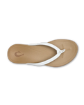 The Olukai Womens Ho‘ōpio Maluā Flip Flops in Bright White & Warm Sand