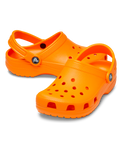 The Crocs Boys Boys Classic Clogs in Orange Zing