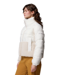 The Columbia Womens Leadbetter Point II Sherpa Hybrid Jacket in Sea Salt & Dark Stone