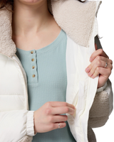 The Columbia Womens Leadbetter Point II Sherpa Hybrid Jacket in Sea Salt & Dark Stone