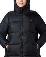 The Columbia Womens Puffect II Mid Hooded Jacket in Black