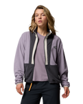The Columbia Womens Backbowl II Full Zip Fleece Jacket in Shale Purple, Shark & Dark Stone