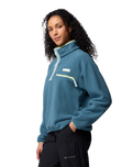The Columbia Womens Helvetia II Cropped Half Snap Fleece Jacket in Everblue, Crushed Blue & Citron Haze
