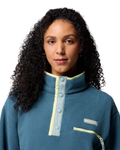 The Columbia Womens Helvetia II Cropped Half Snap Fleece Jacket in Everblue, Crushed Blue & Citron Haze