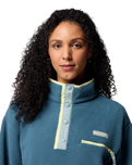 The Columbia Womens Helvetia II Cropped Half Snap Fleece Jacket in Everblue, Crushed Blue & Citron Haze