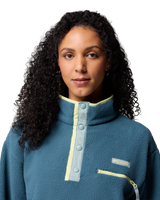 The Columbia Womens Helvetia II Cropped Half Snap Fleece Jacket in Everblue, Crushed Blue & Citron Haze