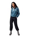 The Columbia Womens Helvetia II Cropped Half Snap Fleece Jacket in Everblue, Crushed Blue & Citron Haze