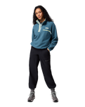 The Columbia Womens Helvetia II Cropped Half Snap Fleece Jacket in Everblue, Crushed Blue & Citron Haze