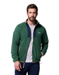 The Columbia Mens Sequoia Grove™ Full Zip Fleece Jacket in Rain Forest & Collegiate Navy