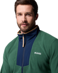 The Columbia Mens Sequoia Grove™ Full Zip Fleece Jacket in Rain Forest & Collegiate Navy