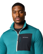 Columbia Hike Half Zip II Fleece Jacket in River Blue, Dark Stone & Black