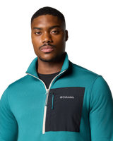 Columbia Hike Half Zip II Fleece Jacket in River Blue, Dark Stone & Black
