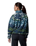 The Columbia Womens Helvetia II Printed Cropped Half Snap Fleece Jacket in Everblue Sisters & Rain Forest