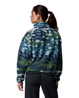 The Columbia Womens Helvetia II Printed Cropped Half Snap Fleece Jacket in Everblue Sisters & Rain Forest