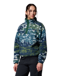 The Columbia Womens Helvetia II Printed Cropped Half Snap Fleece Jacket in Everblue Sisters & Rain Forest