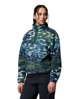 The Columbia Womens Helvetia II Printed Cropped Half Snap Fleece Jacket in Everblue Sisters & Rain Forest