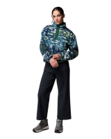 The Columbia Womens Helvetia II Printed Cropped Half Snap Fleece Jacket in Everblue Sisters & Rain Forest