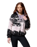 The Columbia Womens Helvetia II Printed Cropped Half Snap Fleece Jacket in Shale Purple Sisters & Shale Purple