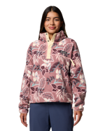Helvetia™ II Printed Cropped Half Snap Fleece Jacket in Fig Pasteled Multi
