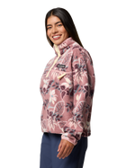 Helvetia™ II Printed Cropped Half Snap Fleece Jacket in Fig Pasteled Multi