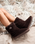 Marilyn Classic Faux Fur Slipper Boots in Dark Chocolate