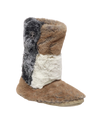 Florence Longer Length Luxury Faux Fur Slipper Boots in Patchwork Sable