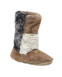 Florence Longer Length Luxury Faux Fur Slipper Boots in Patchwork Sable
