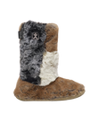Florence Longer Length Luxury Faux Fur Slipper Boots in Patchwork Sable