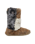 Florence Longer Length Luxury Faux Fur Slipper Boots in Patchwork Sable