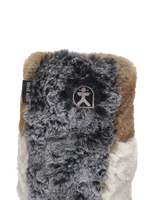 Florence Longer Length Luxury Faux Fur Slipper Boots in Patchwork Sable