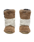 Florence Longer Length Luxury Faux Fur Slipper Boots in Patchwork Sable