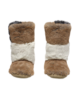 Florence Longer Length Luxury Faux Fur Slipper Boots in Patchwork Sable