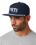 The Yeti Mens Yeti Coolers Mid Pro Flat Brim Rope Cap in Navy