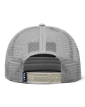 The Yeti Mens Velcro Badge Flat Brim Mesh Cap in Grey & Navy