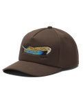 Woven Flat Brim Snapback Cap in Brown