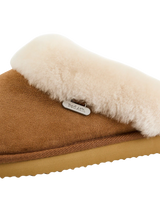 Margot Double Faced Sheepskin Mule Slippers in Chestnut