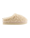 Alicia Luxury Borg Fleece Platform Mule Slippers in Cream