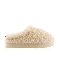 Alicia Luxury Borg Fleece Platform Mule Slippers in Cream