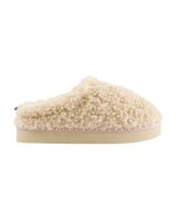 Alicia Luxury Borg Fleece Platform Mule Slippers in Cream