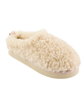 Alicia Luxury Borg Fleece Platform Mule Slippers in Cream