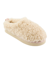 Alicia Luxury Borg Fleece Platform Mule Slippers in Cream