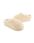Alicia Luxury Borg Fleece Platform Mule Slippers in Cream
