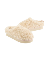 Alicia Luxury Borg Fleece Platform Mule Slippers in Cream