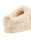 Alicia Luxury Borg Fleece Platform Mule Slippers in Cream