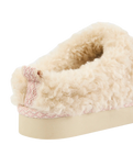 Alicia Luxury Borg Fleece Platform Mule Slippers in Cream